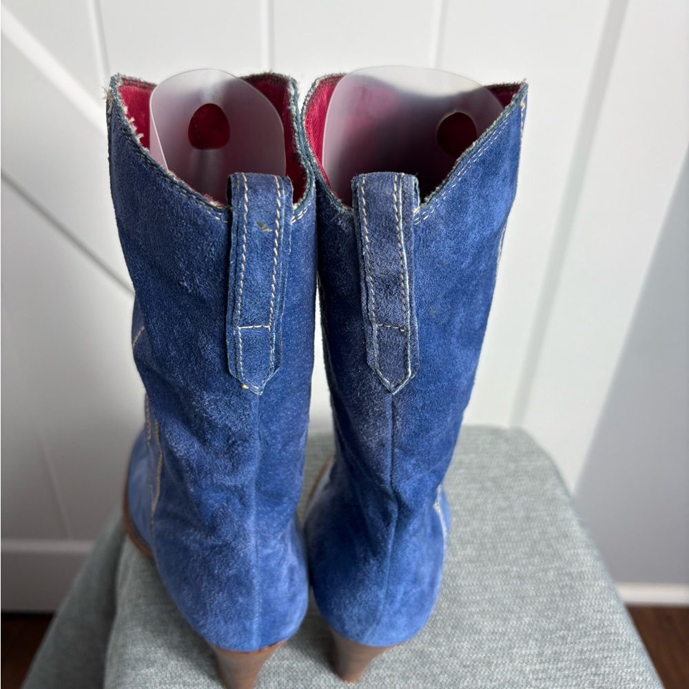 Nine West Blue Suede Heeled Boots - Picture 7 of 10